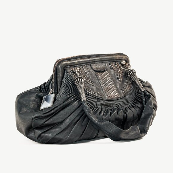 Dior AW/07 Le Plisse Black Large Zipped Frame Bag - Picture 1 of 15
